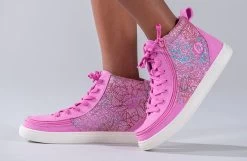 Pink Printed Canvas BILLY Classic Lace Highs -Billy Shoes Store BK19011 670 studio standing 1 940x614 5f97b3a0 d73f 454c aedd cfc5717fe600