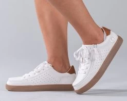 FINAL SALE - Women's White (Brown Mustache) BILLY Low Sneakers -Billy Shoes Store BW20007 100 Studio1 880x704 1