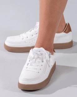 FINAL SALE - Women's White (Brown Mustache) BILLY Low Sneakers -Billy Shoes Store BW20007 100 Studio2 704x880 1