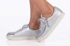 FINAL SALE - Women's Silver Grey Metallic BILLY Sneaker Low Tops -Billy Shoes Store BW22128 050 studio standing 1 940x614 d08a3fcf d736 4fa3 9eea 0a73a153572f