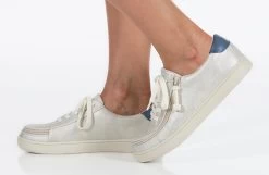 FINAL SALE - Women's White (Navy Mustache) BILLY Sneakers -Billy Shoes Store BW22128 101 studio standing 1 940x614 9f790290 c125 41f9 9bf3 ef8f649a11a4