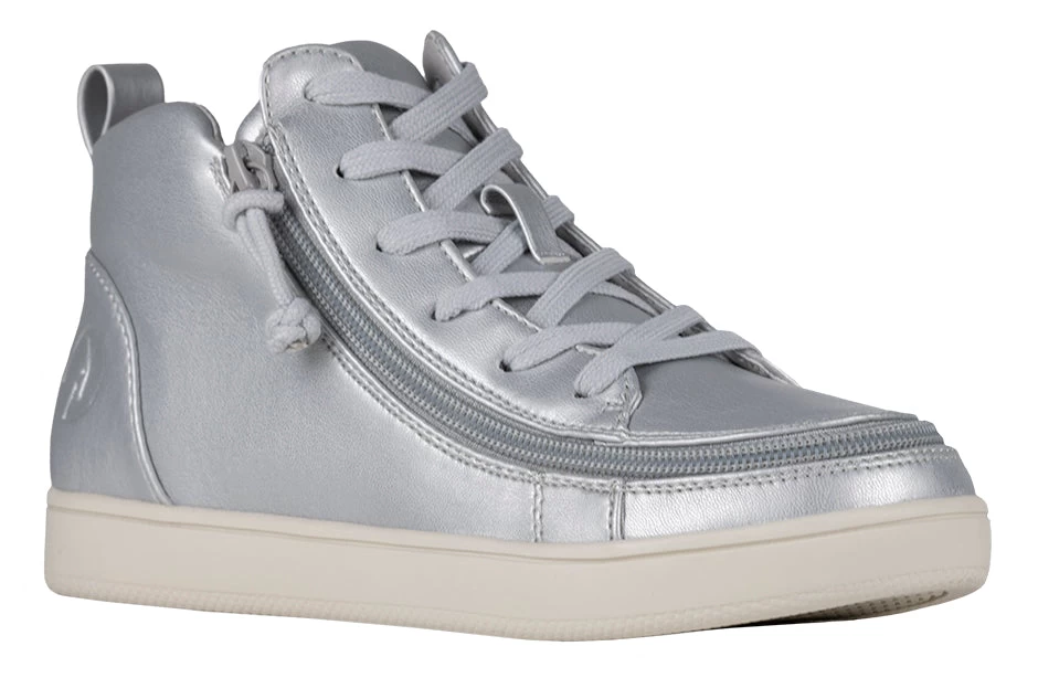 FINAL SALE - Women's Silver Grey Metallic BILLY Sneaker Lace Mid Tops 1 FINAL SALE - Women's Silver Grey Metallic BILLY Sneaker Lace Mid Tops