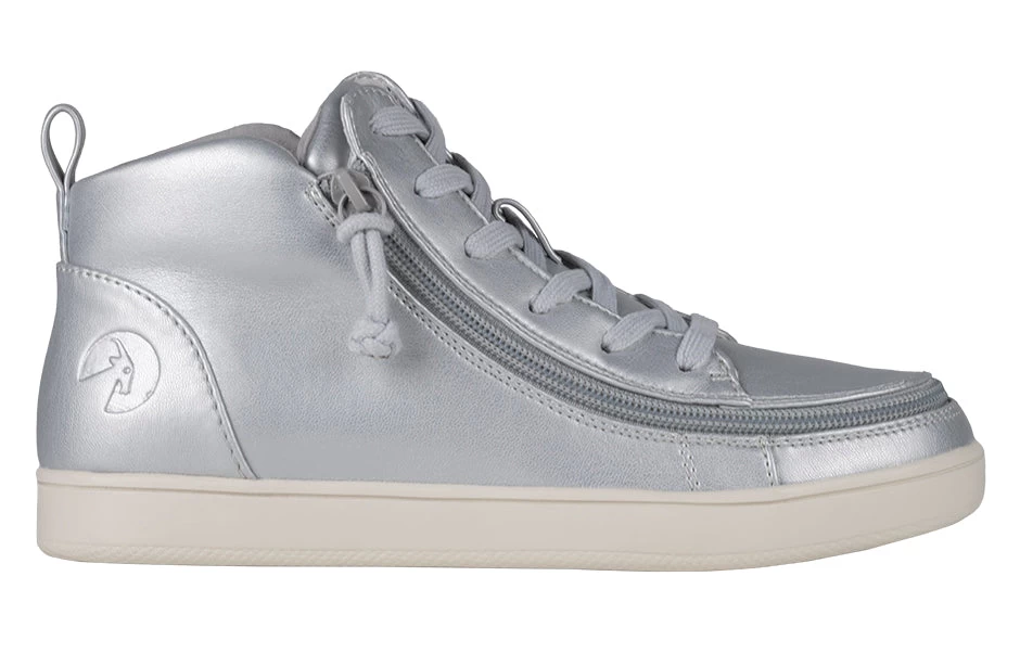 FINAL SALE - Women's Silver Grey Metallic BILLY Sneaker Lace Mid Tops 2 FINAL SALE - Women's Silver Grey Metallic BILLY Sneaker Lace Mid Tops - Image 2