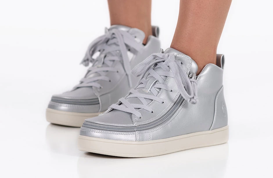 FINAL SALE - Women's Silver Grey Metallic BILLY Sneaker Lace Mid Tops 10 FINAL SALE - Women's Silver Grey Metallic BILLY Sneaker Lace Mid Tops - Image 10