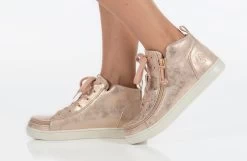 FINAL SALE - Women's Rose Gold BILLY Sneaker Lace Mid Tops -Billy Shoes Store BW22135 680 studio standing 1 940x614 e7b8d43b 13ae 4fd2 afba 3c491f011b96
